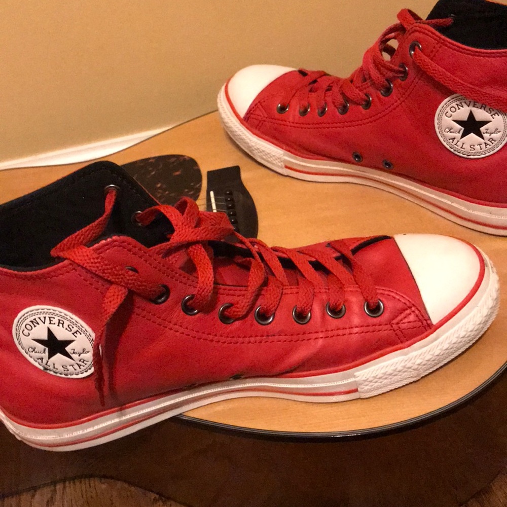 Red converse leather
